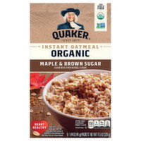 Quaker Oatmeal, Organic, Instant, Maple & Brown Sugar - 8 Each