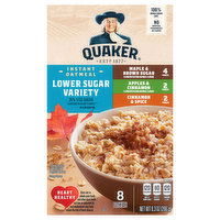 Quaker Oatmeal, Lower Sugar Variety, Maple & Brown Sugar/Apples & Cinnamon/Cinnamon & Spice, Instant - 8 Each