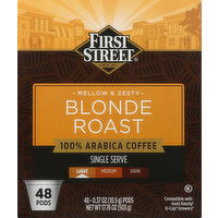 First Street Coffee, 100% Arabica, Light, Blonde Roast, Single Serve, K-Cup Pods - 48 Each