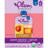 Plum Organics Stage 2 Organic Baby Food Peach, Banana + Apricot - 4 Each