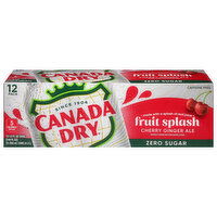 Canada Dry Fruit Splash, Cherry Ginger Ale, Zero Sugar, Caffeine Free, 12 Pack, 144 Ounce