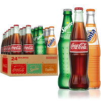 Coca-Cola Coca-Cola Mexican Coke Variety Fiesta Pack (Coke, Sprite, Fanta) Soda Soft Drinks, Cane Sugar, 12 oz - 288 Ounce