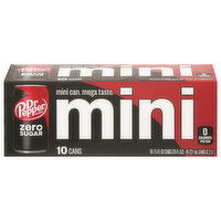 Dr Pepper Soda, Zero Sugar, Mini - 10 Each