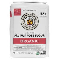 King Arthur Baking Company Flour, Organic, All-Purpose, Unbleached - 5 Pound