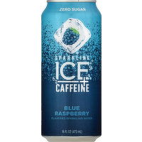 Sparkling Ice Sparkling Water, Zero Sugar, +Caffeine, Blue Raspberry, 16 Ounce