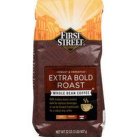 First Street Coffee, Whole Bean, Dark, Extra Bold Roast, 32 Ounce