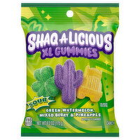 Shaq-A-Licious XL Gummies Green Watermelon, Mixed Berry & Pineapple Candy - 6.2 Ounce