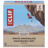 Clif Bar Energy Bars, White Chocolate Macadamia Nut, 5 Each