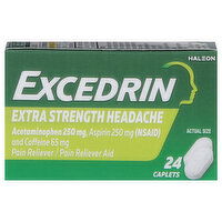 Excedrin Pain Reliever/Pain Reliever Aid, Extra Strength, Caplets, 24 Each