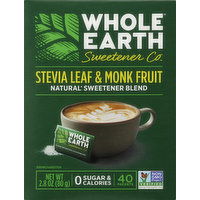 Whole Earth Sweeteners, Stevia Leaf & Monk Fruit, Packets - 40 Each