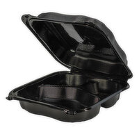 Extra Large Vented 3 Comp Container Black - 75 Each