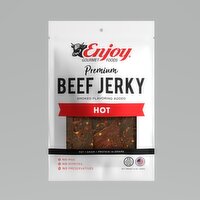 Enjoy Beef Jerky, Hot, Premium - 8 Ounce
