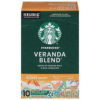 Starbucks Coffee, Ground, Blonde Roast, Veranda Blend, K-Cup Pods - 10 Each