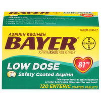 Bayer Aspirin, 81 mg,  Low Dose, Enteric Coated Tablets, 120 Each