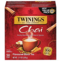 Twinings Flavoured Black Tea, Chai, Tea Bags - 50 Each