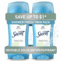 Secret Invisible Solid Antiperspirant and Deodorant, Shower Fresh, Twin Pack - 5.2 Ounce