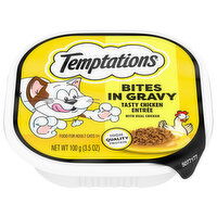 Temptations Food for Cats, Bites in Gravy, Tasty Chicken Entree with Real Chicken, Adult 1+ - 3.5 Ounce