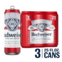 Budweiser Beer, 3 Pack 25 fl oz Cans - 3 Each