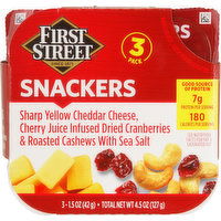 First Street Snackers, Cheddar Cheese, Dried Cranberries, Cashews, 3 Pack, 3 Each