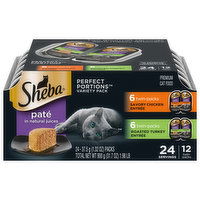 Sheba Cat Food, Premium, Pate, Savory Chicken Entree/Roasted Turkey Entree, Variety Pack - 12 Each