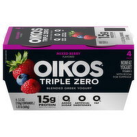 Oikos Triple Zero Mixed Berry High Protein Nonfat Greek Yogurt - 4 Each