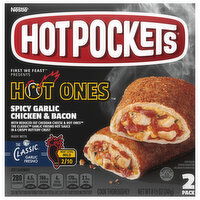 Hot Pockets Sandwiches, Crispy Buttery Crust, Spicy Garlic Chicken & Bacon, 2 Pack, 2 Each