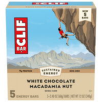 Clif Bar Energy Bars, White Chocolate Macadamia Nut, 5 Each