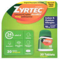 Zyrtec Allergy, Original Prescription Strength, 10 mg, Tablets - 30 Each