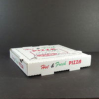 First Street 10 Inch White Printed B Flute Pizza Box, 50 Each