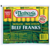 Nathan's Famous Beef Franks, Skinless, Bun Length, Family Pack, 14 Each