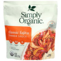 Simply Organic Simmer Sauce, Classic Fajita - 8 Ounce