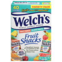 Welch's Fruit Snacks, Fruit Punch/Island Fruits, Variety Pack, 40 Each