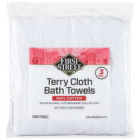 First Street Bath Towels, Terry Cloth - 3 Each