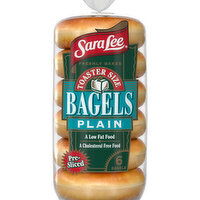 Sara Lee Plain Pre-sliced Bagels, 6 count, 13 oz - 6 Each