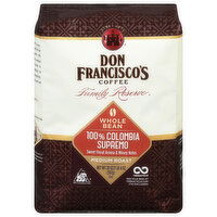 Don Francisco's Coffee, Whole Bean, Medium Roast, 100% Colombia Supremo, 20 Ounce