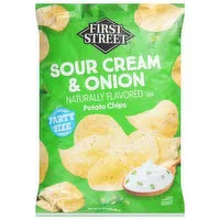 First Street Potato Chips, Sour Cream & Onion, Party Size - 16 Ounce