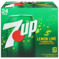 7-UP Soda, Lemon Lime Flavored, 24 Pack, 24 Each