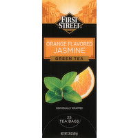 First Street Green Tea, Orange Flavored, Jasmine, Bags, 25 Each