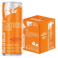 Red Bull Amber Edition Energy Drink, Strawberry Apricot, 80mg Caffeine, 8.4 fl oz - 4 Each