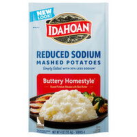 Idahoan Mashed Potatoes, Reduced Sodium, Buttery Homestyle - 4 Ounce