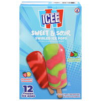 Icee Sweet & Sour Swirled Green Apple Watermelon/Strawberry Lemonade Ice Pops
