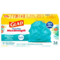 Glad Max Strength 13 Gallon Bahama Bliss Tall Kitchen Drawstring Bags - 34 Each