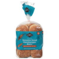 First Street Hamburger Buns, Sesame Seed, Enriched, Restaurant Style, 12 Each