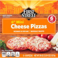 First Street Cheese Pizzas, Mini, 6 Inch - 6 Each