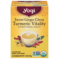 Yogi Herbal Supplement, Sweet Ginger Citrus, Turmeric Vitality, Caffeine Free, Tea Bags - 16 Each