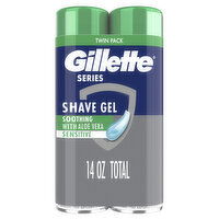 Gillette Series Soothing Shave Gel for men with Aloe Vera, Twin Pack, 14 Ounce