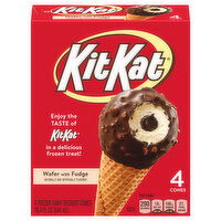 Kit Kat Frozen Dairy Dessert Cones, Wafer with Fudge - 4 Each