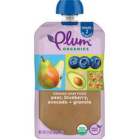 Plum Organics Stage 2 Organic Baby Food Pear, Blueberry, Avocado + Granola - 3.5 Ounce