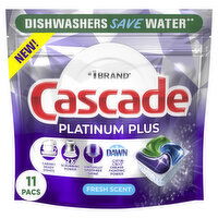 Cascade Platinum Plus Dishwasher Pods, Fresh - 11 Each