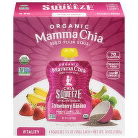 Mama Chia Vitality Snack, Organic, Strawberry Banana - 4 Each